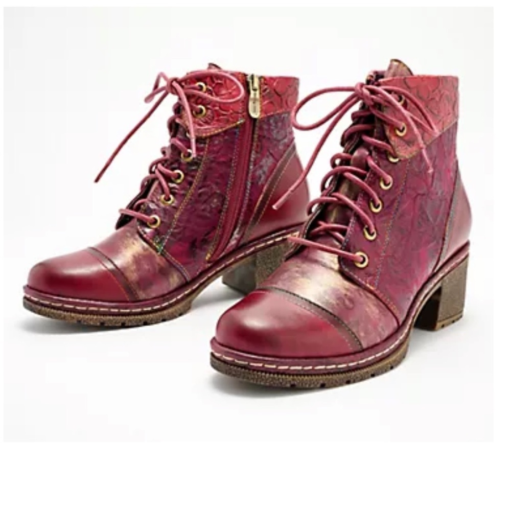 NEW! L’Artiste Boots Burgundy Lace-Up Ankle Boots size 37